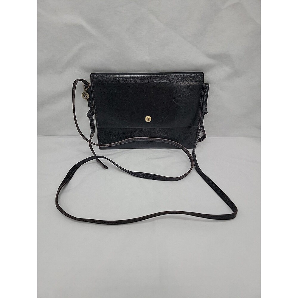 Hobo Mini Crossbody Handbag Black Leather 6.75x5
